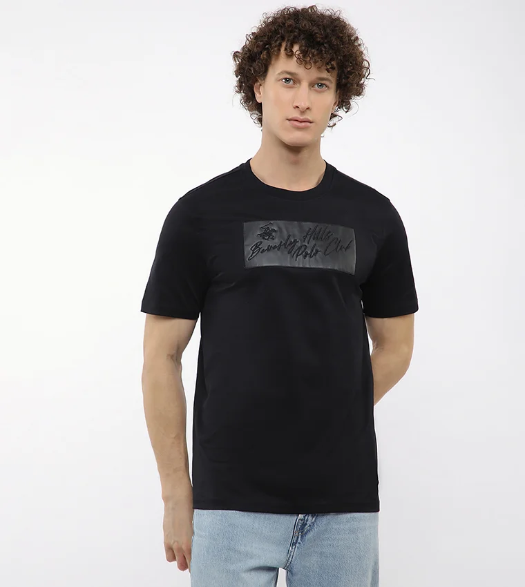 Beverly Hills Polo Club PU patch applique crew neck tee